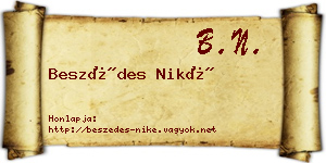 Beszédes Niké névjegykártya